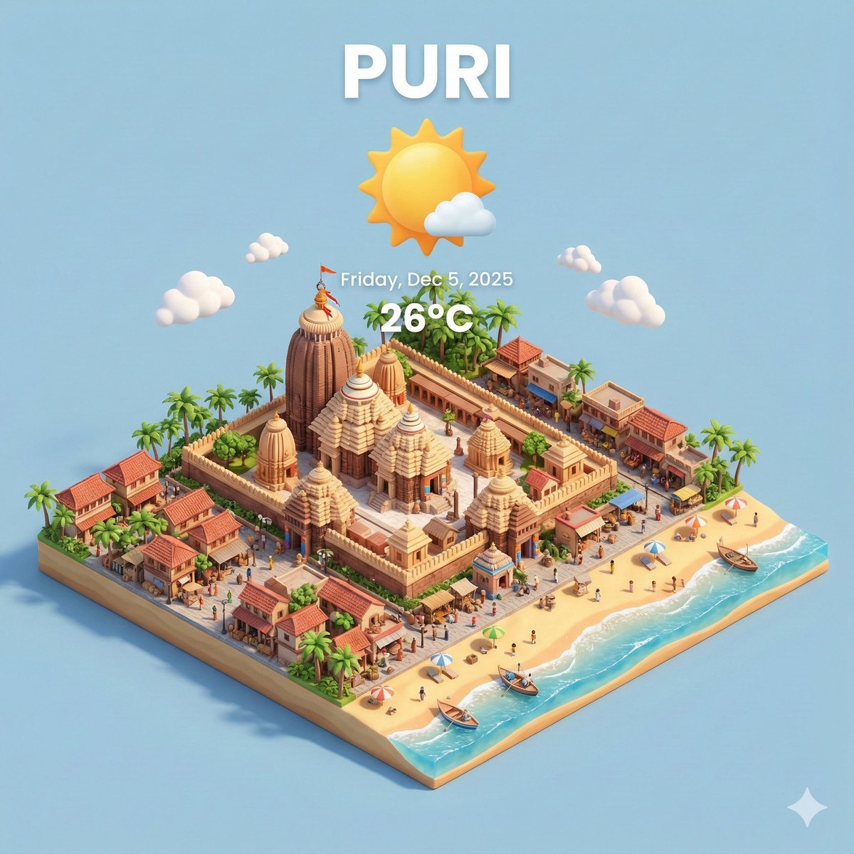 Miniature 3D City with Live Weather Prompt — example 1