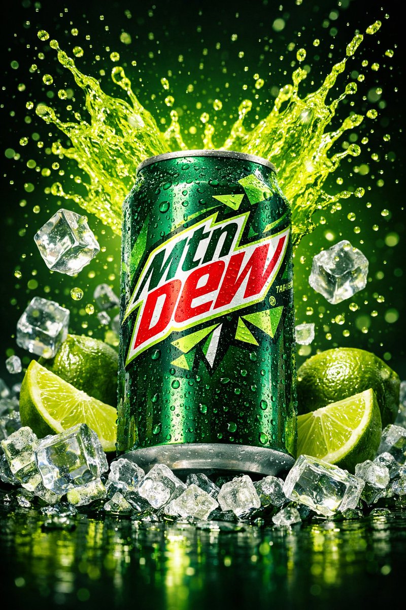 Hyper-Realistic Mountain Dew Can Explosion Product Shot — example 3