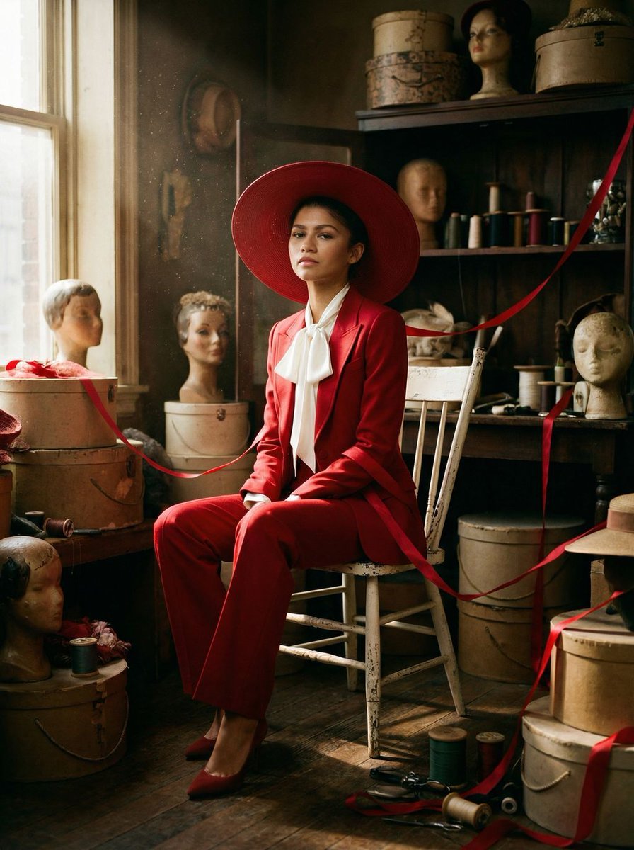 Zendaya Crimson Archive Fashion Editorial Prompt — example 2