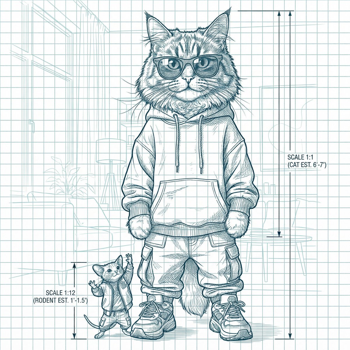 Blueprint-style technical schematic generation — example 1