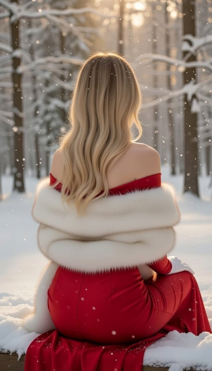 Luxurious Winter Portrait in Red and White — example 3