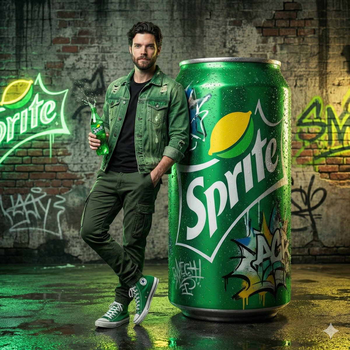 Giant Sprite Can Product Shot with Subject — example 2