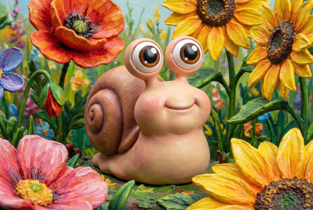 Painted Chibi Snail Macro View — example 1