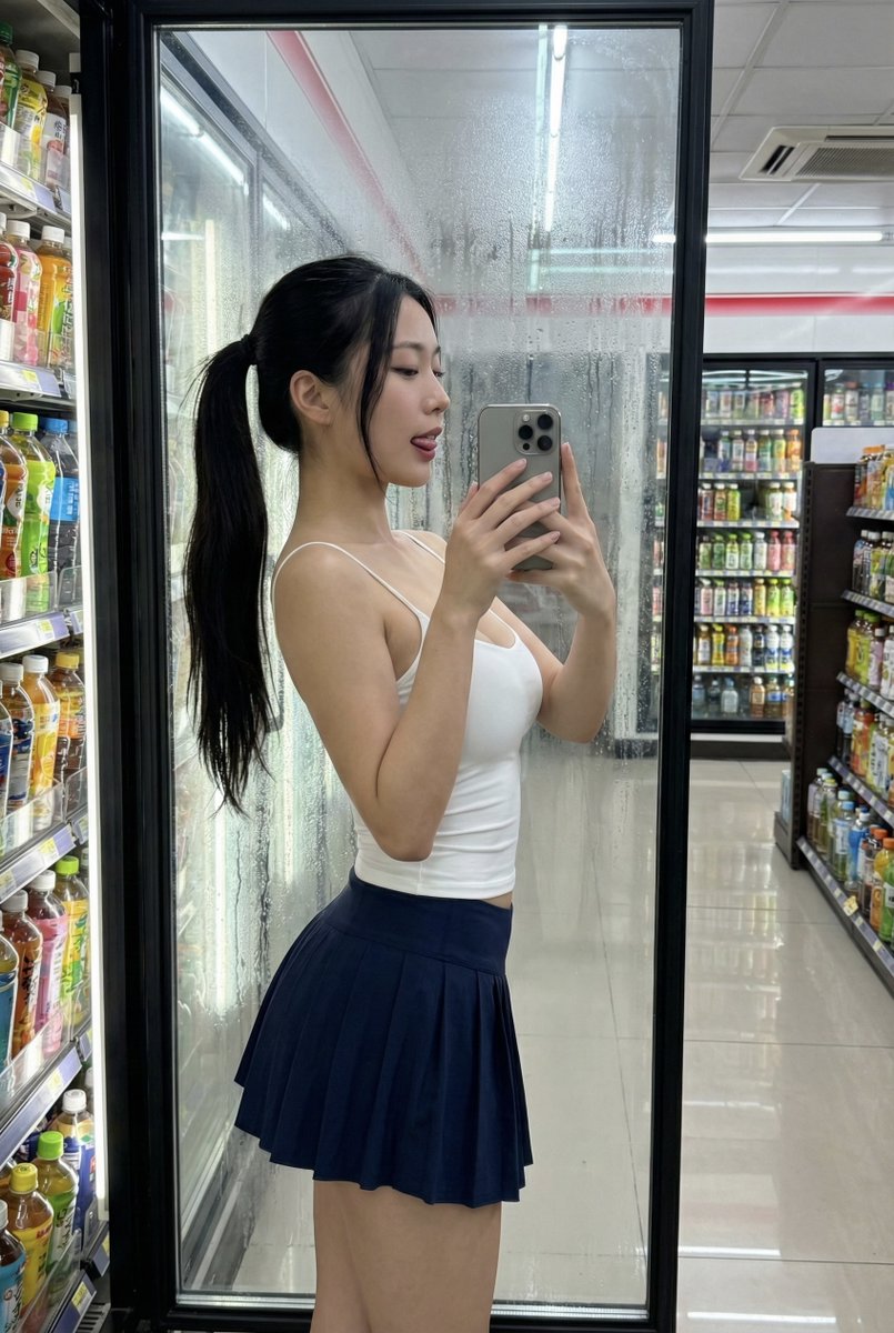 Convenience Store Selfie Reflection Prompt (Suggestive) — example 1