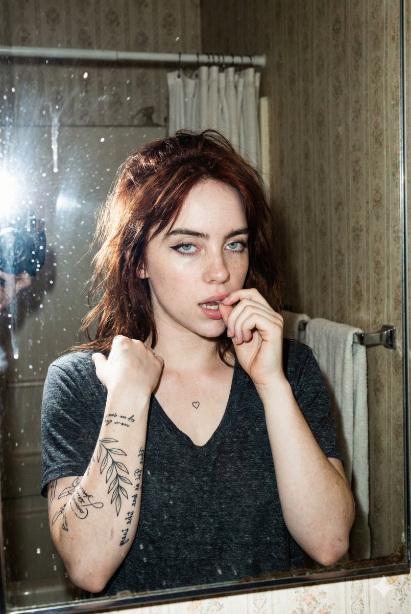 Grungy Flash Mirror Selfie with Tattoos — example 1