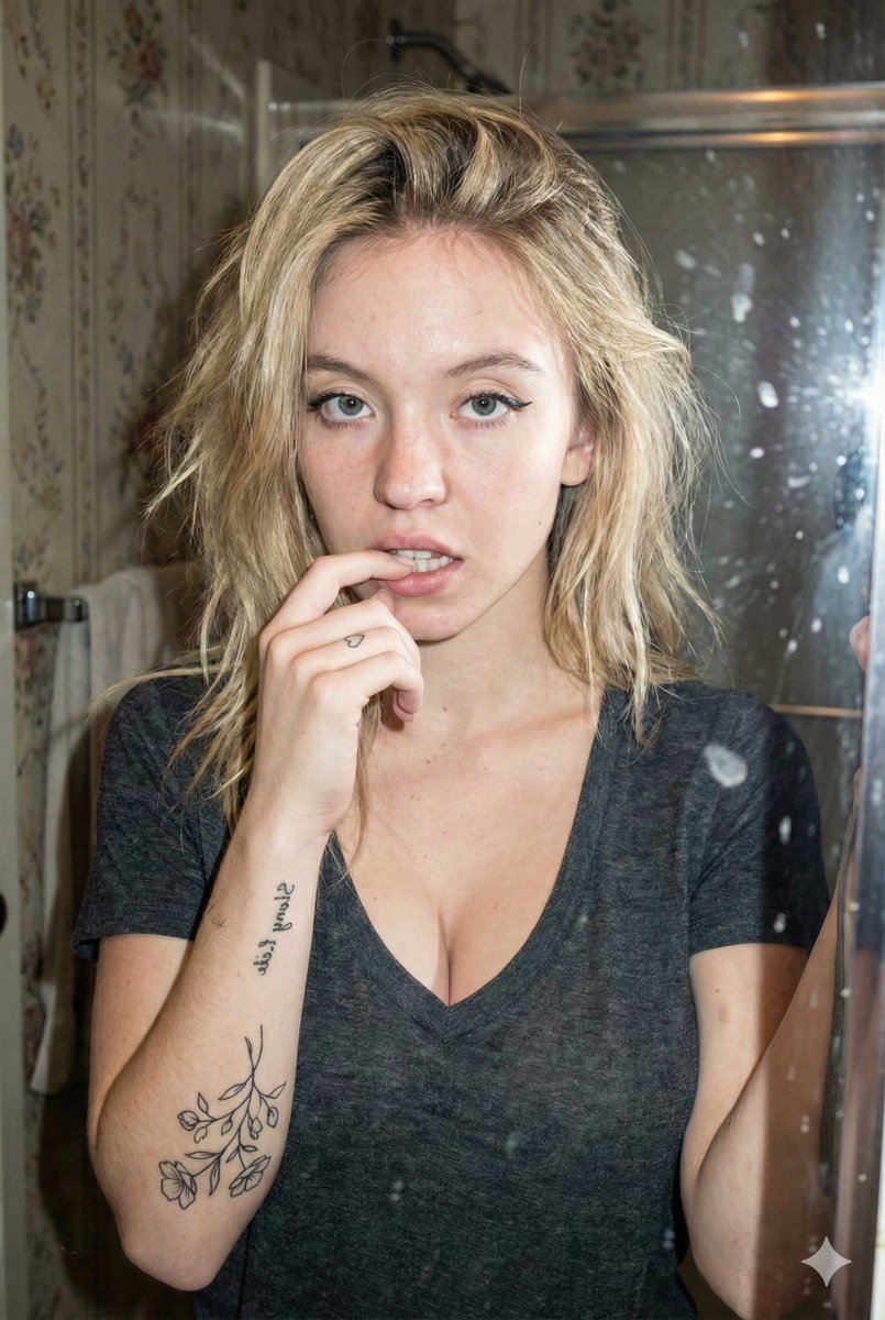 Grungy Flash Mirror Selfie with Tattoos — example 2