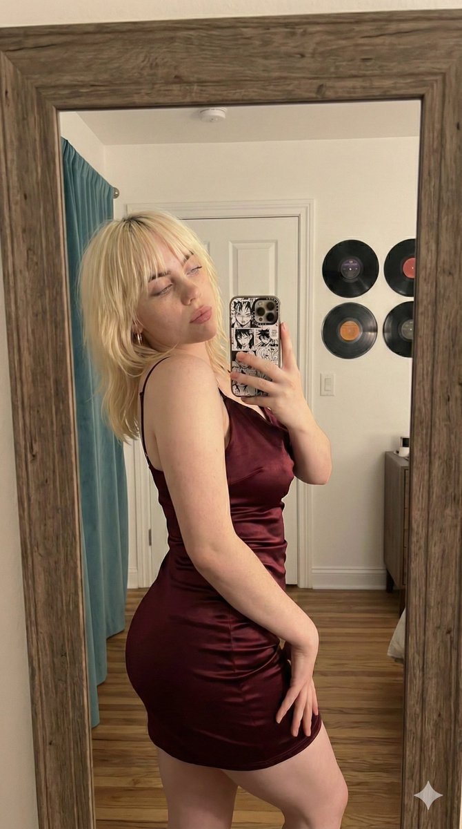 Photorealistic Mirror Selfie in Satin Dress — example 1
