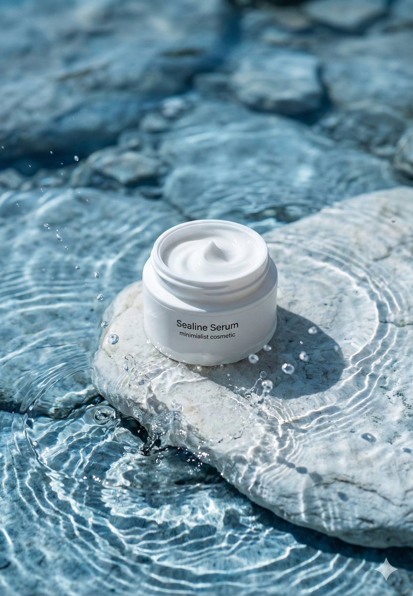 Luxury Skincare Product Macro Shot in Water — example 1