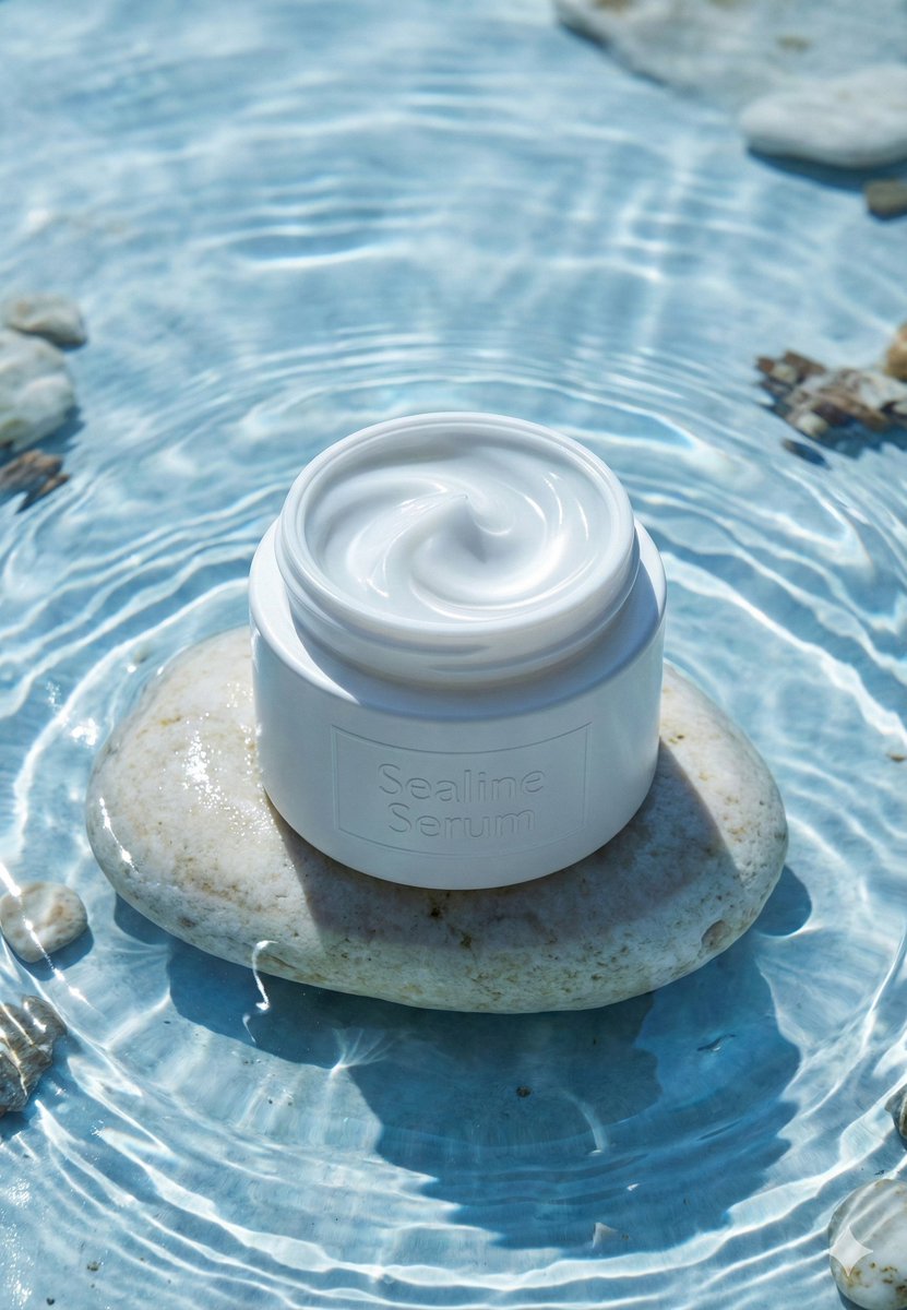 Luxury Skincare Product Macro Shot in Water — example 2