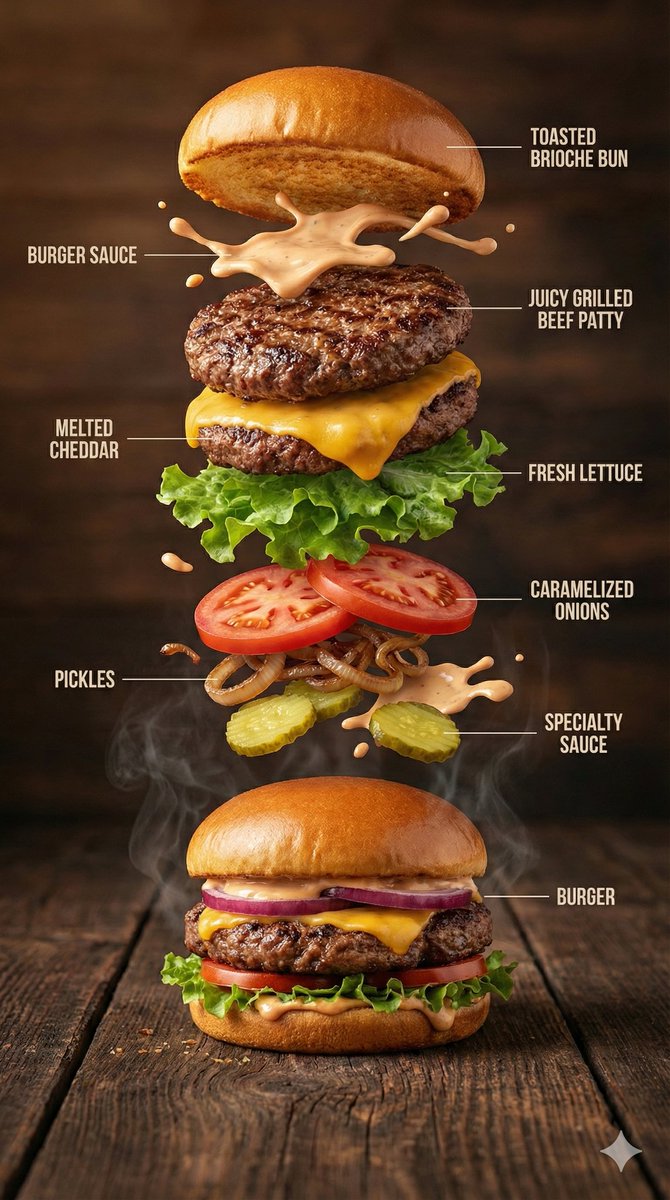 Hyper-Realistic Gourmet Burger Infographic — example 1