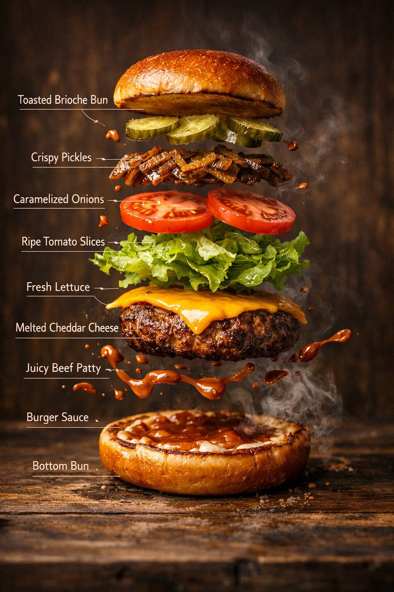 Hyper-Realistic Gourmet Burger Infographic — example 3