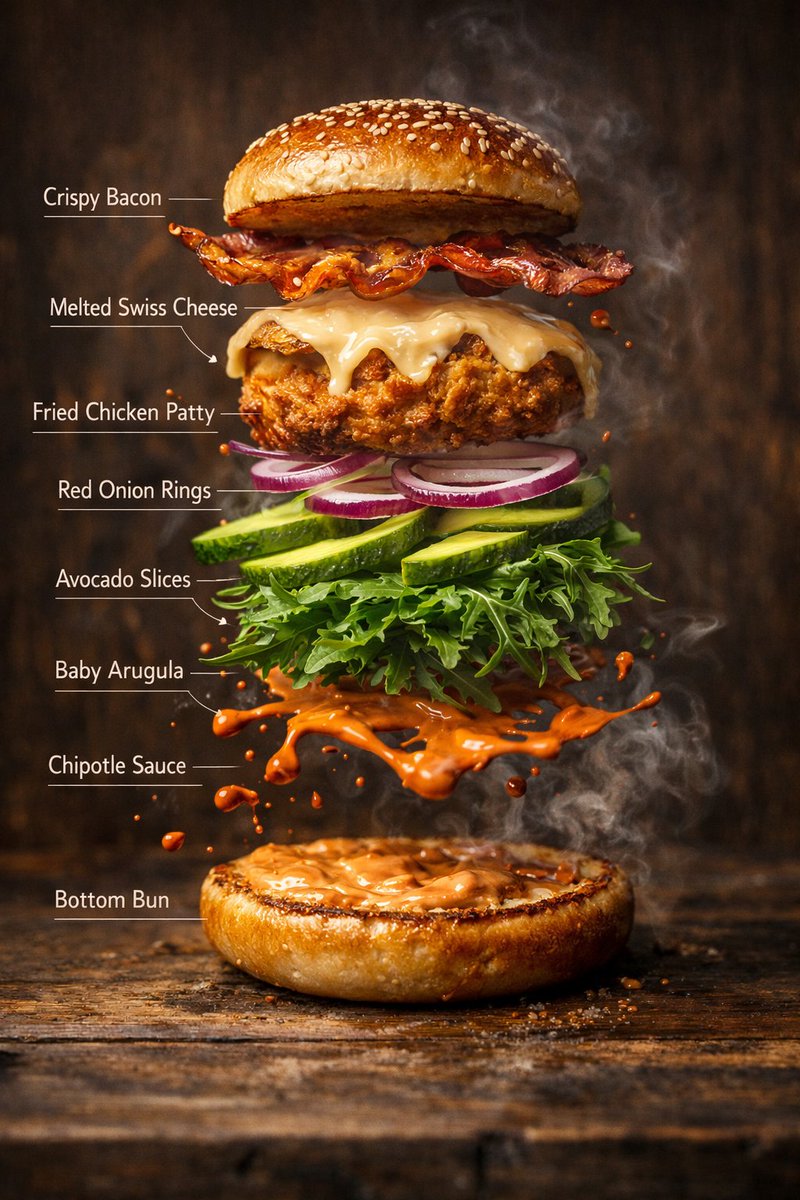 Hyper-Realistic Gourmet Burger Infographic — example 4