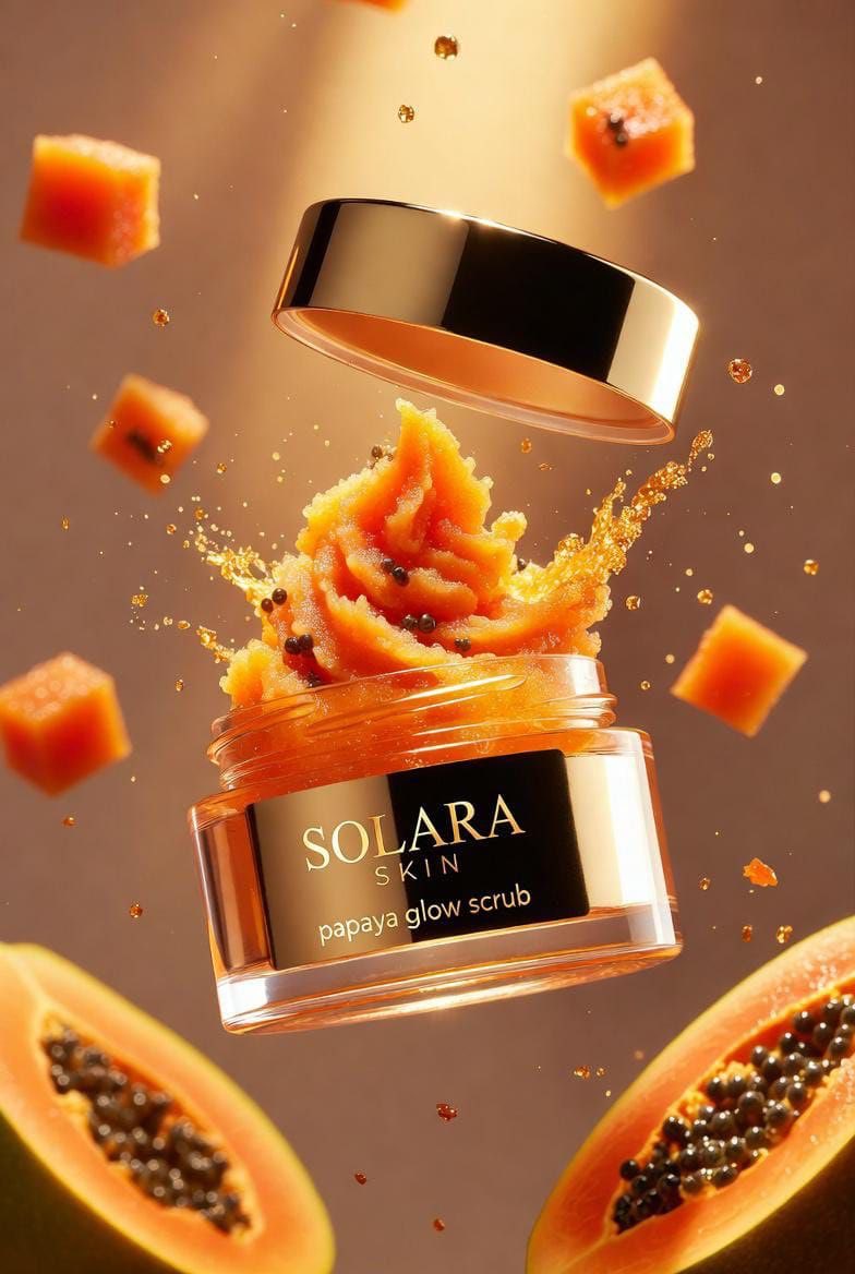 Hyperrealistic Luxury Product Photography of Papaya Scrub — example 2