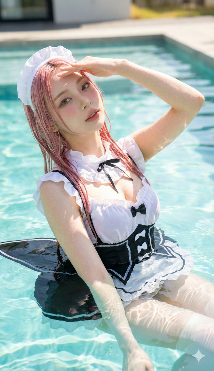 8K Photorealistic Cosplay in Pool with Wet Effects — example 1
