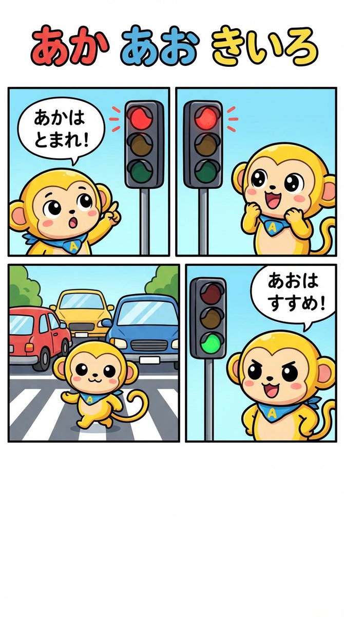 Four-Panel Comic: Red, Blue, Yellow Theme — example 1