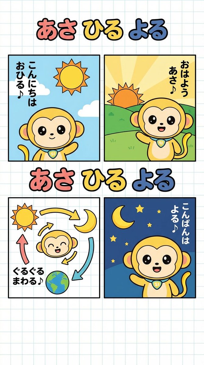 Four-Panel Comic: Morning, Noon, Night, Mandarin Orange Theme — example 1