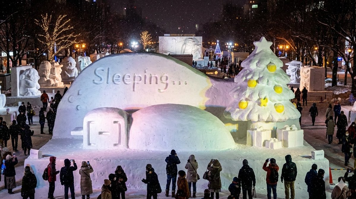 Snow Statue of Not Wanting to Leave the Futon — example 1