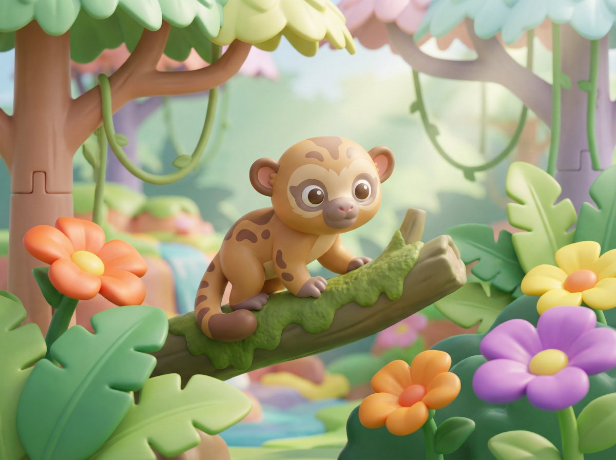 Playful 3D Toy Kinkajou Prompt — example 1
