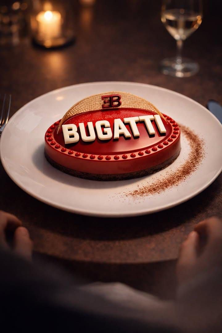 Fine-Dining Dessert Photography of a BMW Logo Mousse Cake — example 2
