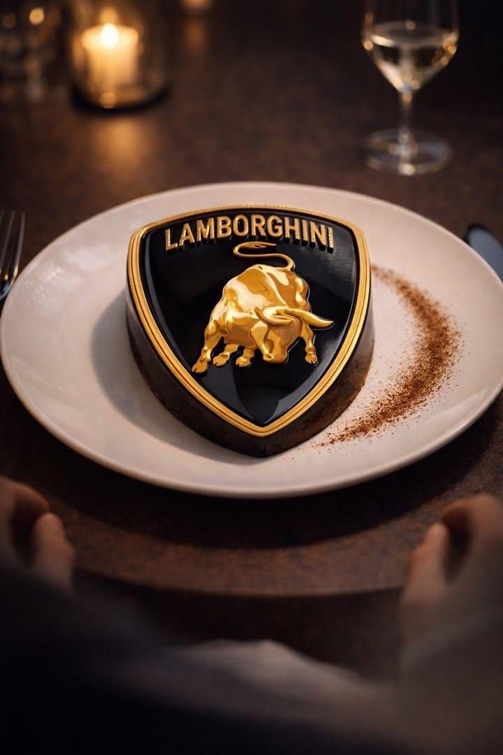Fine-Dining Dessert Photography of a BMW Logo Mousse Cake — example 4