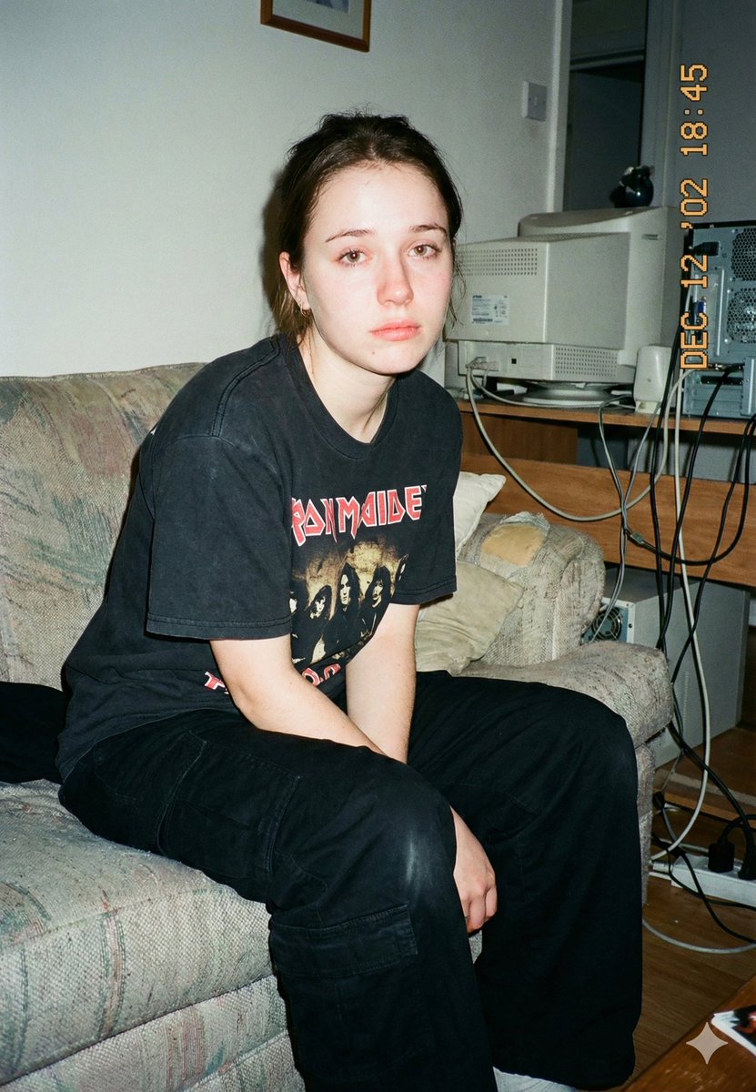 Lo-Fi Candid Portrait with Direct Flash (Early 2000s Aesthetic) — example 1