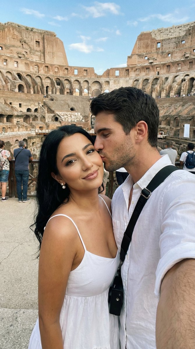 Photoreal Cinematic Travel Editorial in the Colosseum — example 1