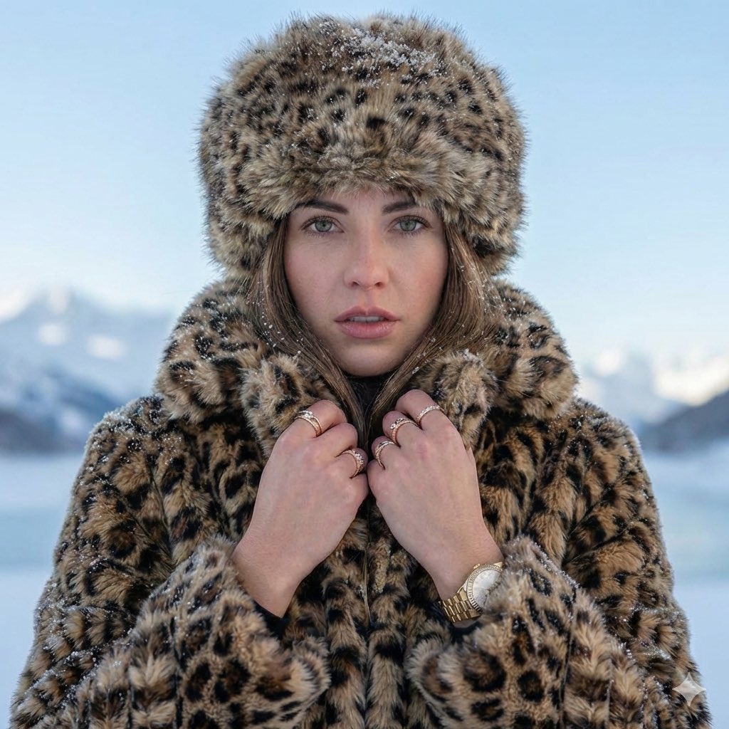 Close-up Portrait in Snowy Alpine Landscape — example 1