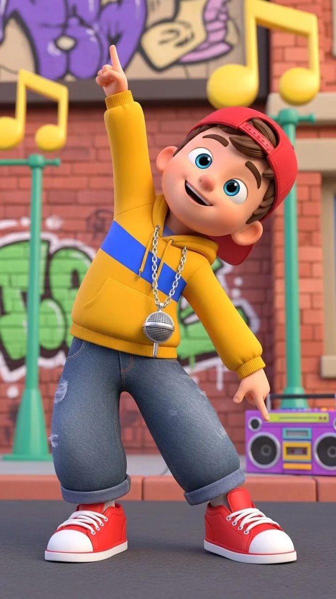 3D Cartoon Character: Hip-Hop Boy in Pixar Style — example 1