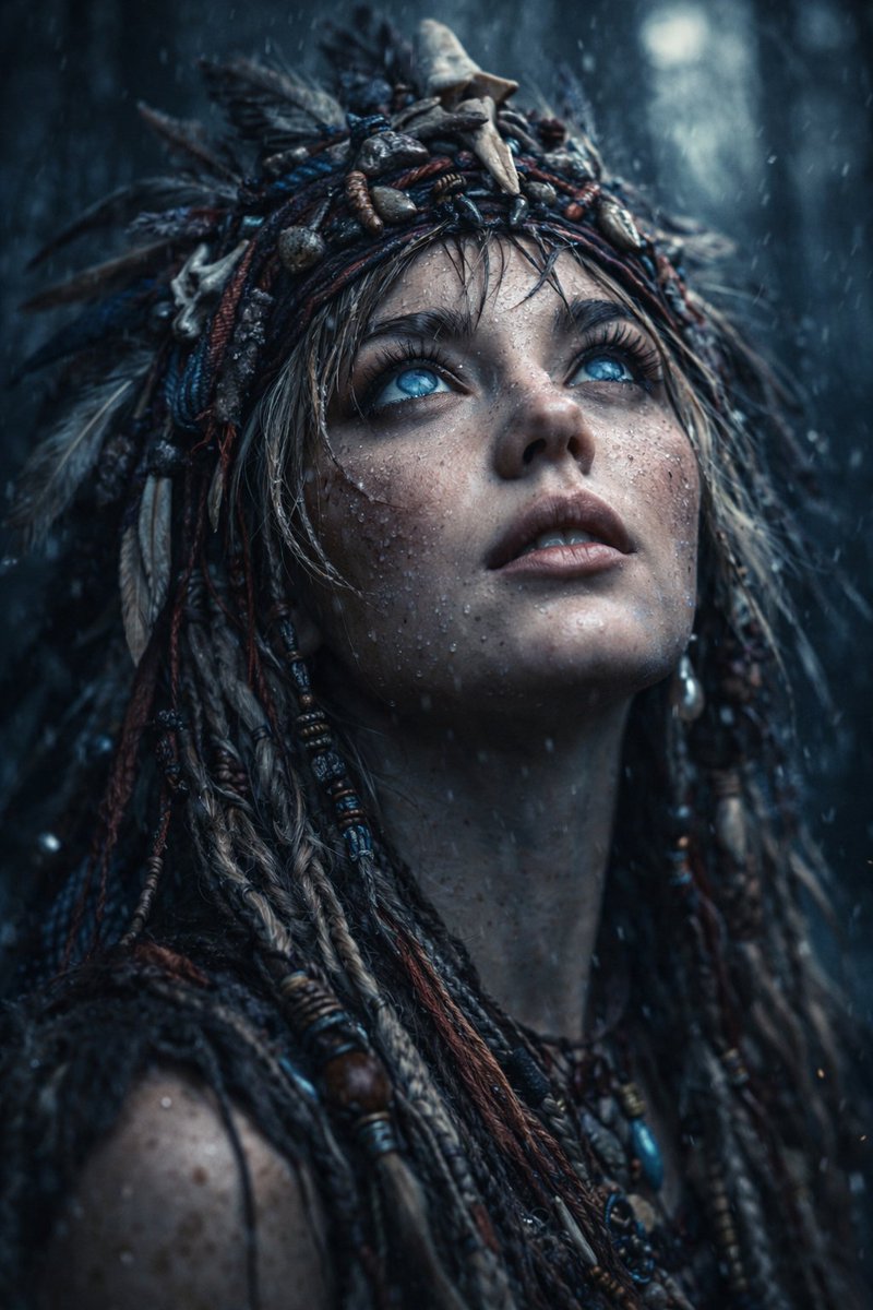 Ultra-Realistic Cinematic Close-up of Tribal Warrior Woman — example 1