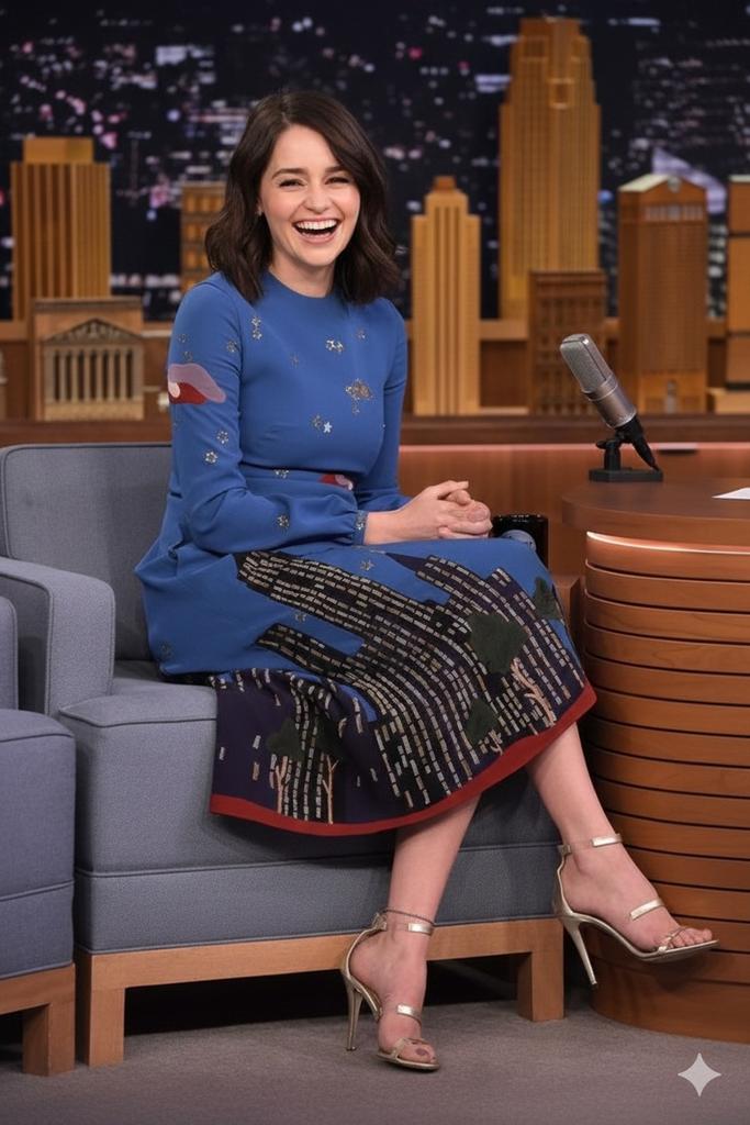 Cinematic Talk Show Portrait (Emilia Clarke Inspired) — example 1