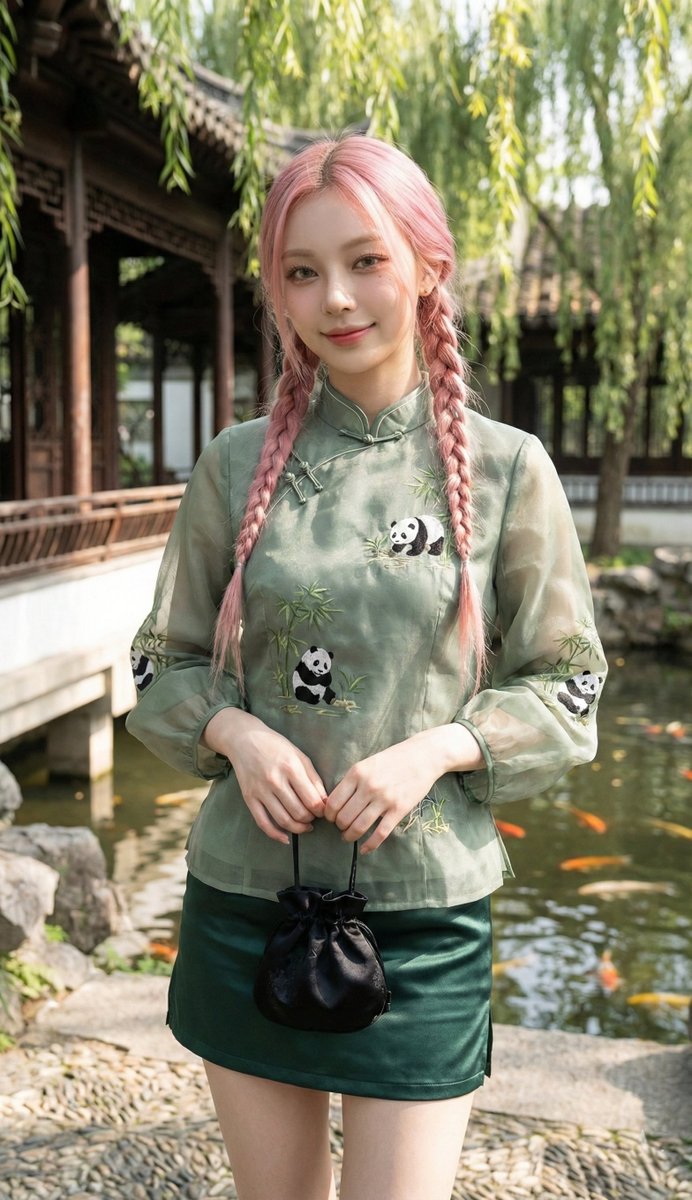 Ultra-Photorealistic Chinese Garden Fashion Portrait — example 1