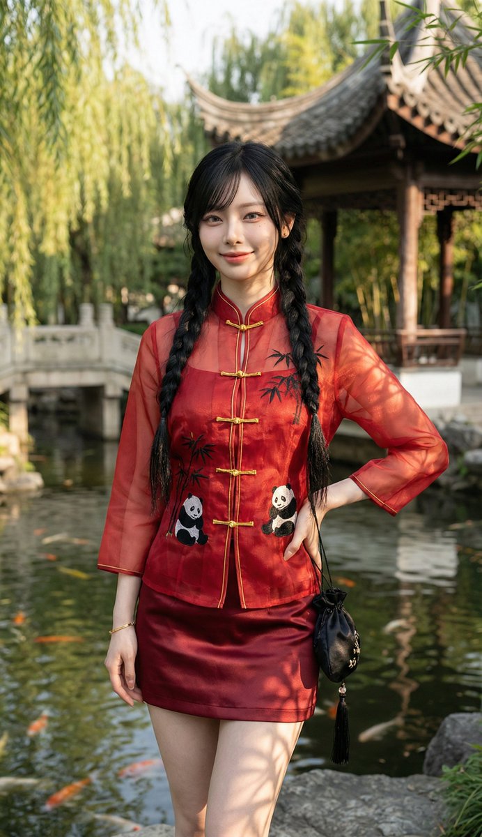 Ultra-Photorealistic Chinese Garden Fashion Portrait — example 2