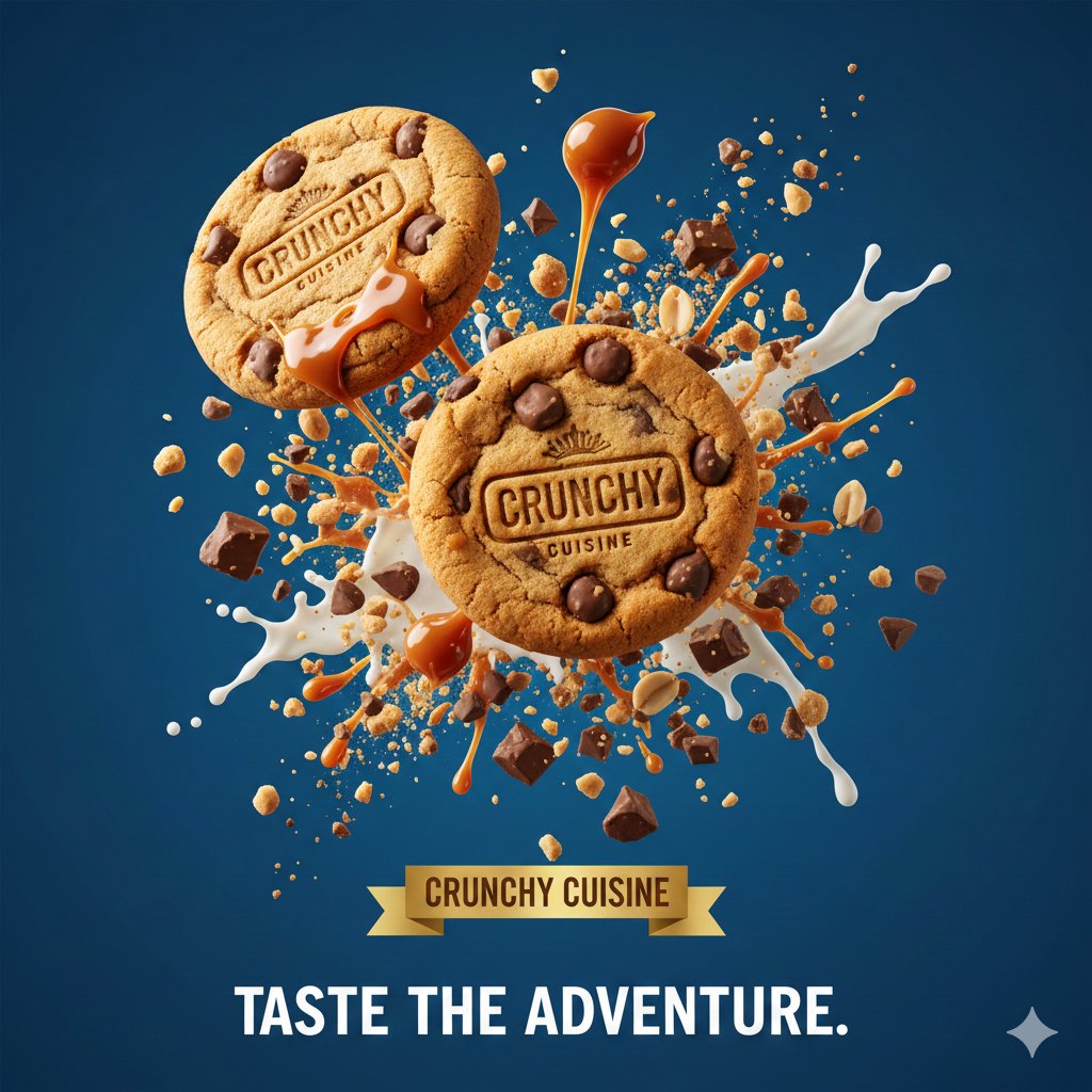 Hyper-realistic commercial food photography of chocolate chip cookies — example 1