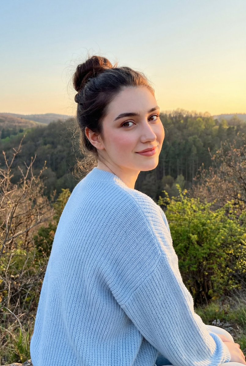 Cinematic Golden Hour Portrait on a Hillside — example 1