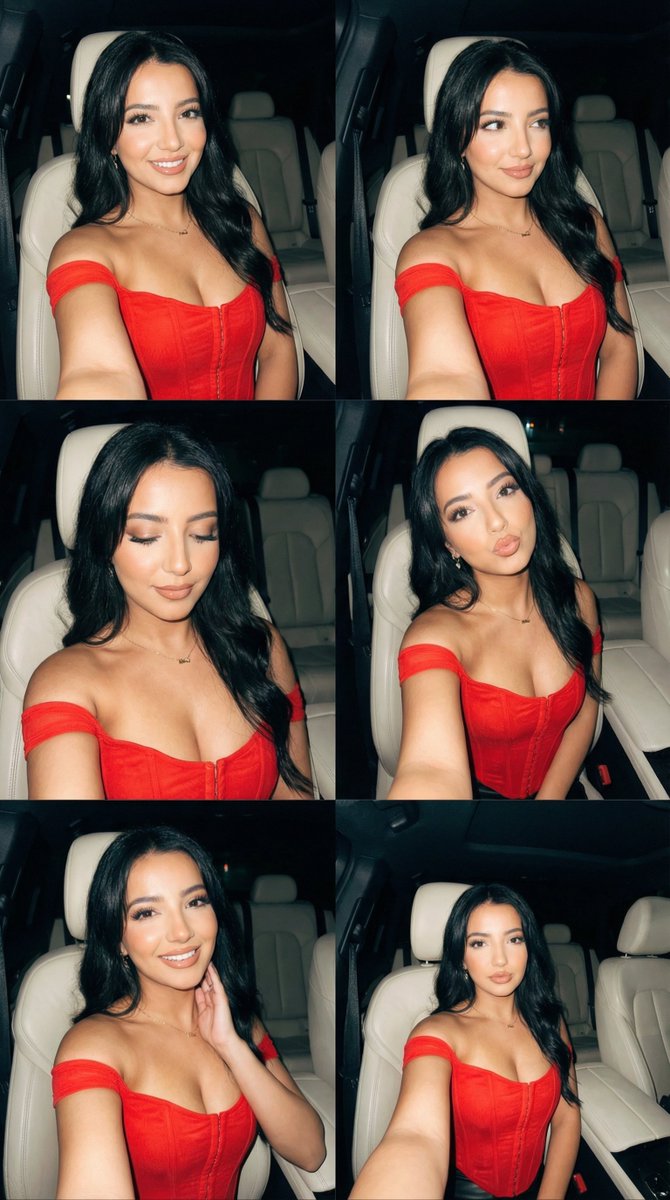 6-frame car selfie contact sheet with phone flash — example 1