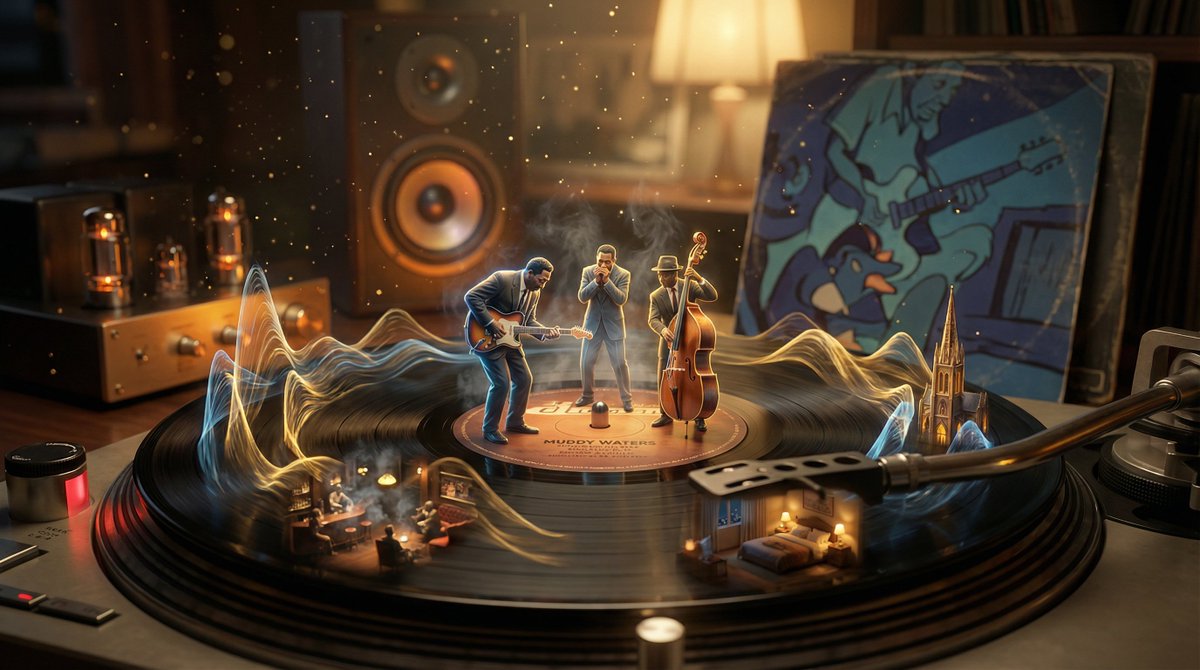 Surreal Vinyl Record Mid-Play Visualization — example 1