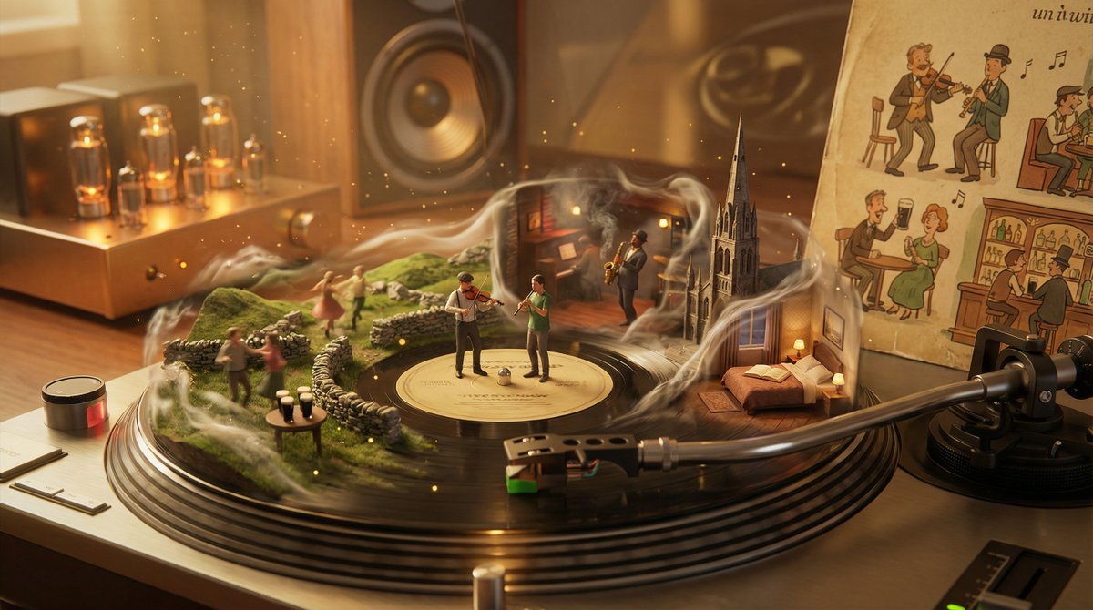 Surreal Vinyl Record Mid-Play Visualization — example 3