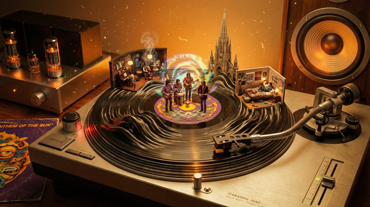 Surreal Vinyl Record Mid-Play Visualization — example 4