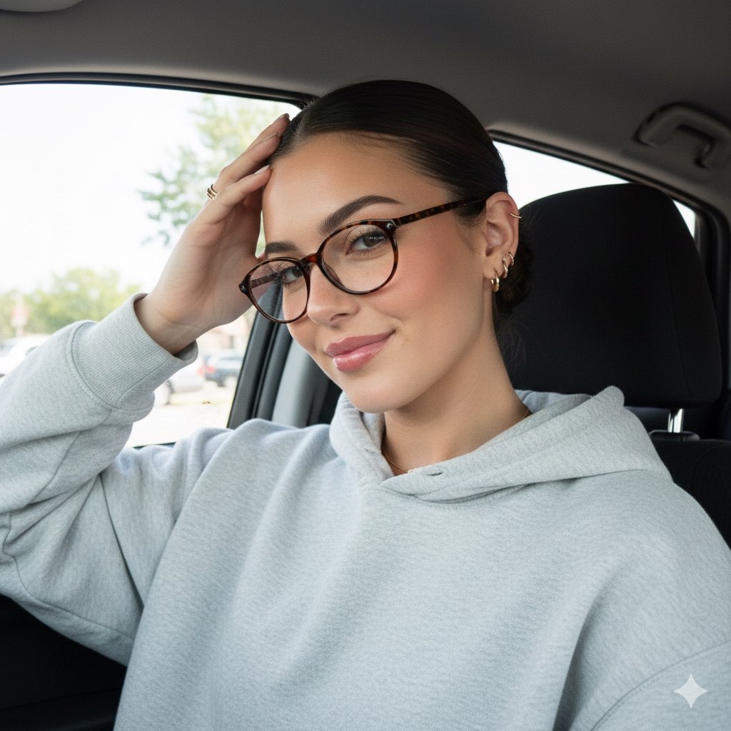 Detailed JSON Prompt for Car Selfie Portrait — example 1