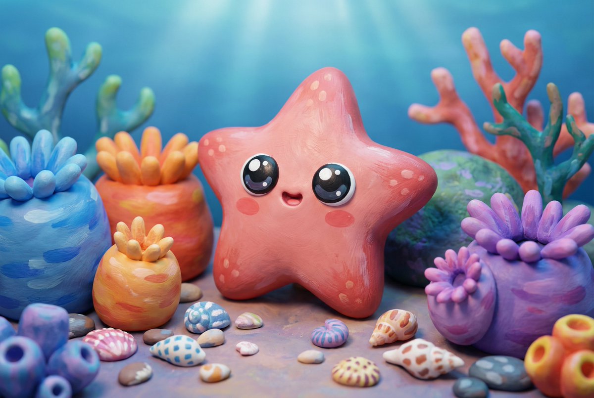 Natural Language Prompt for Kawaii Starfish in Custom Chibi Style — example 1