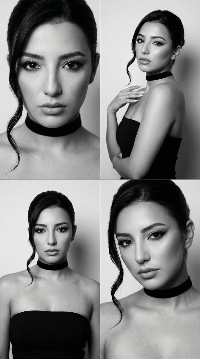 JSON Prompt for Black and White Fashion Editorial Contact Sheet — example 1