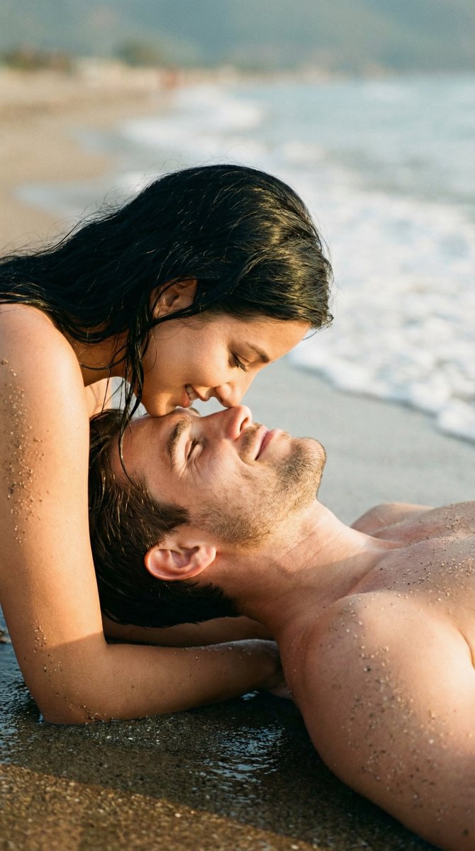 Ultra-Photoreal Candid Beach Romance Close-up Prompt — example 1