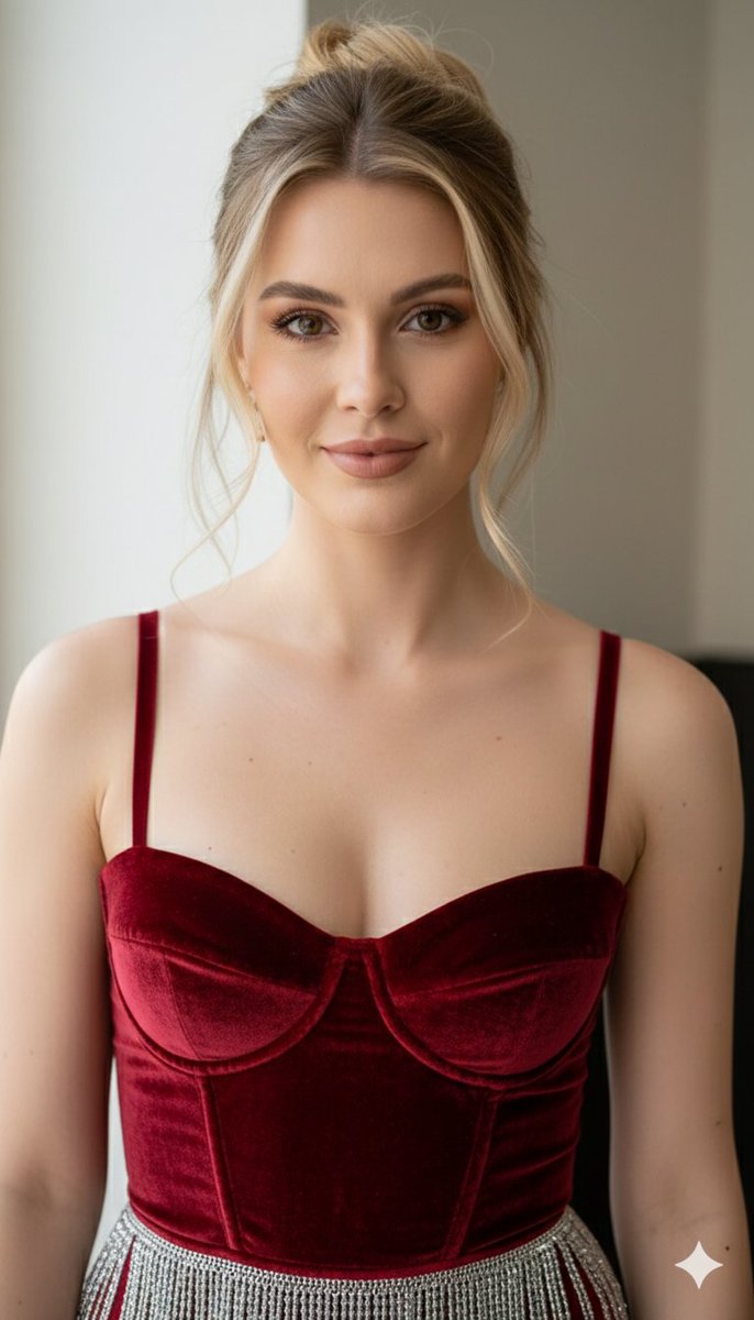 8K Ultra-High Definition Editorial Portrait in Ruby Red Velvet — example 1