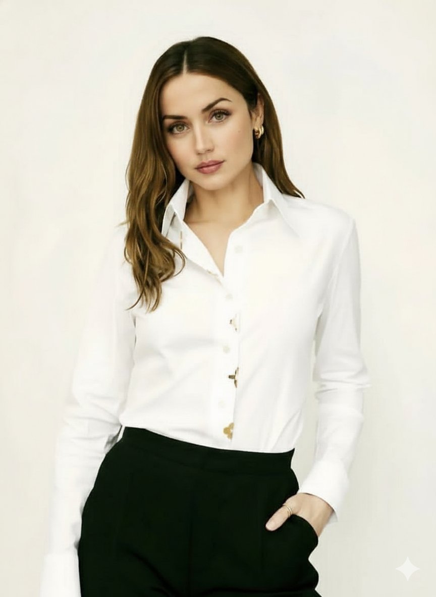 Ana de Armas Editorial Portrait in White Shirt — example 3
