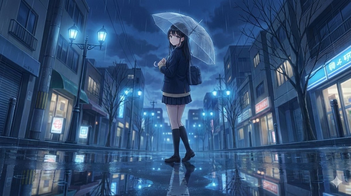 4K Anime Illustration of Girl in Rain — example 1