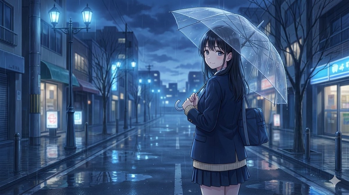 4K Anime Illustration of Girl in Rain — example 2