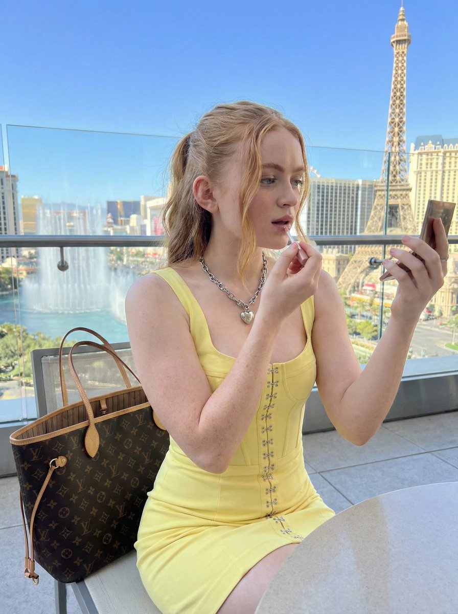 Sydney Sweeney in Pale Pink Corset Dress (Las Vegas) — example 2