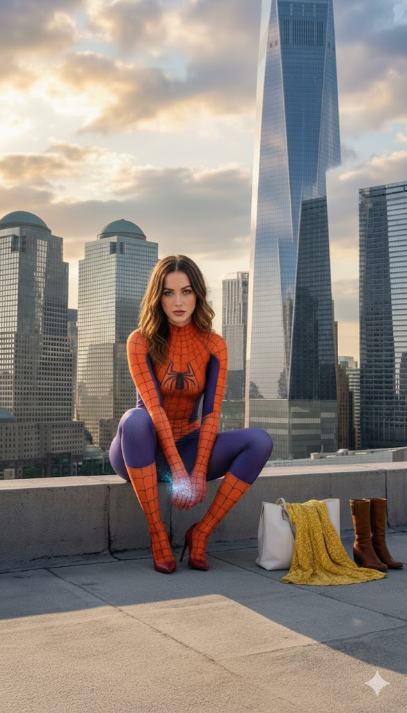 Dual Superhero Variant Scene (Ana de Armas and Sydney Sweeney Likeness) — example 2