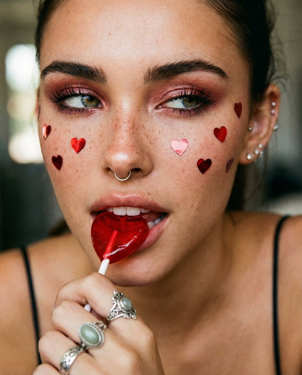 Coquette Soft Grunge Portrait with Lollipop — example 2
