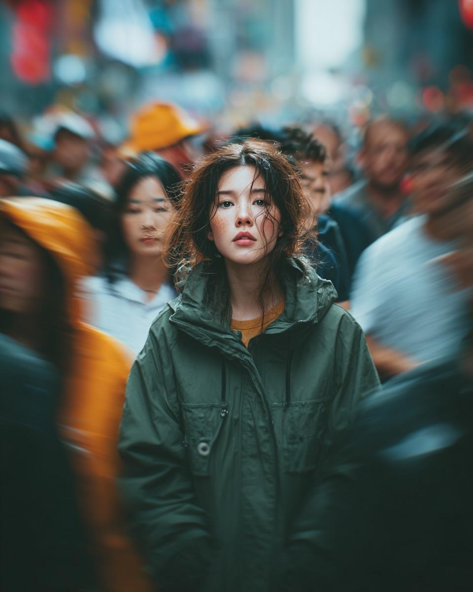Candid Street Portrait with Motion Blur — example 2
